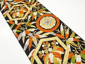 アンティーク　桐に菊笹模様織り出し袋帯(着用可)